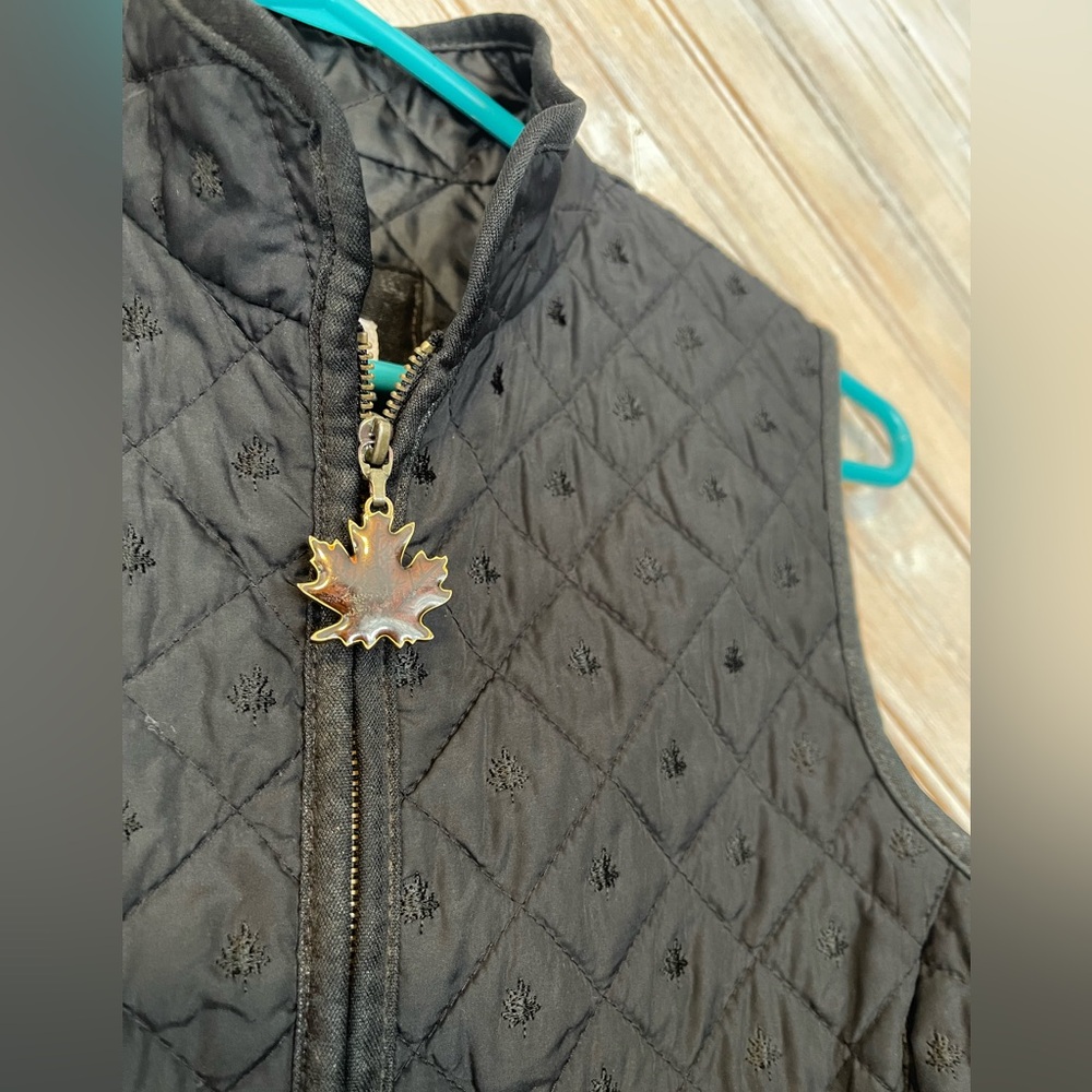 Tabi beautiful embossed embroidered maple leaf black & brown vest jewel zipper - Picture 3 of 11